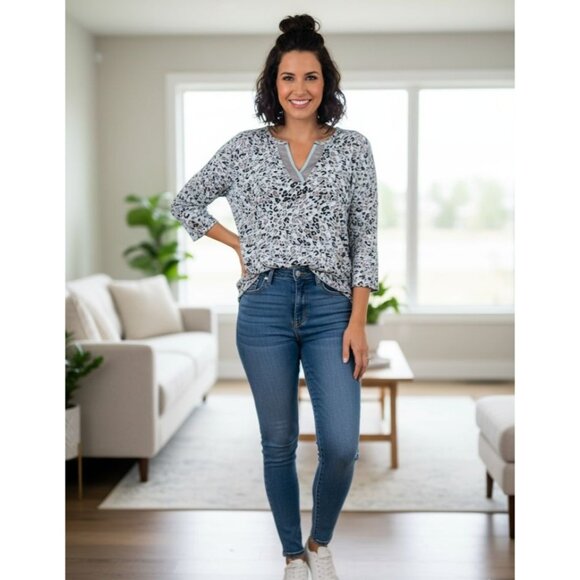 Nicole By Nicole Miller Womens Animal Print Blouse M - Picture 1 of 6